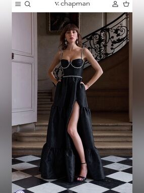 V. Chapman | Dresses | V Chapman Scarlette Halter Embellished Corset  Organza Maxi Dress | Poshmark